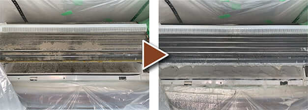 エアコンクリーニング-東雪谷-カビ取り洗剤で浸け置き洗浄