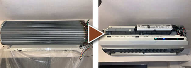エアコンクリーニング-大塚-エアコンを組み立てて乾燥作業